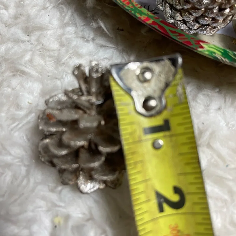 Set of 14 silvery gold Pine Cones 4,3,2” for  Holiday Home Decor